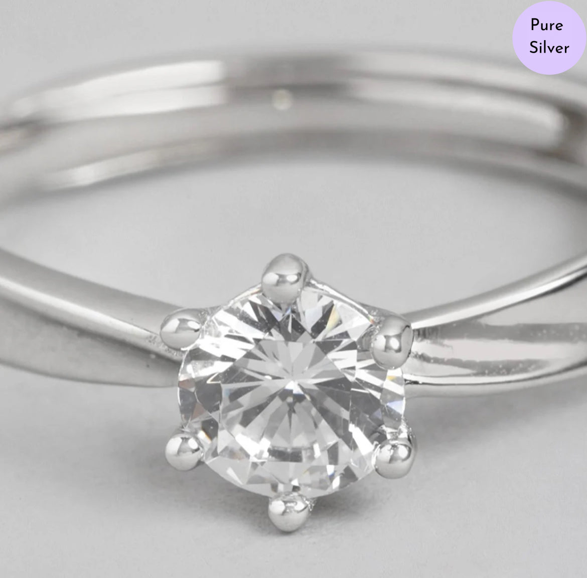 Shimmer Halo Rhodium-Plated CZ 925 Sterling Silver Ring