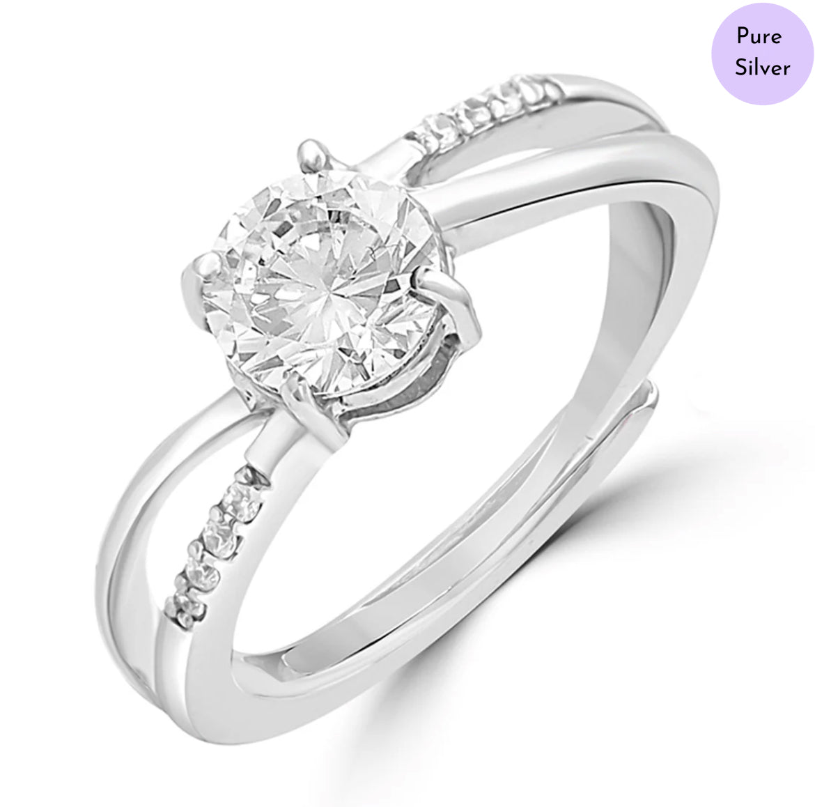 Whirlstone Charm Rhodium Plated 925 Sterling Silver Ring (Adjustable)