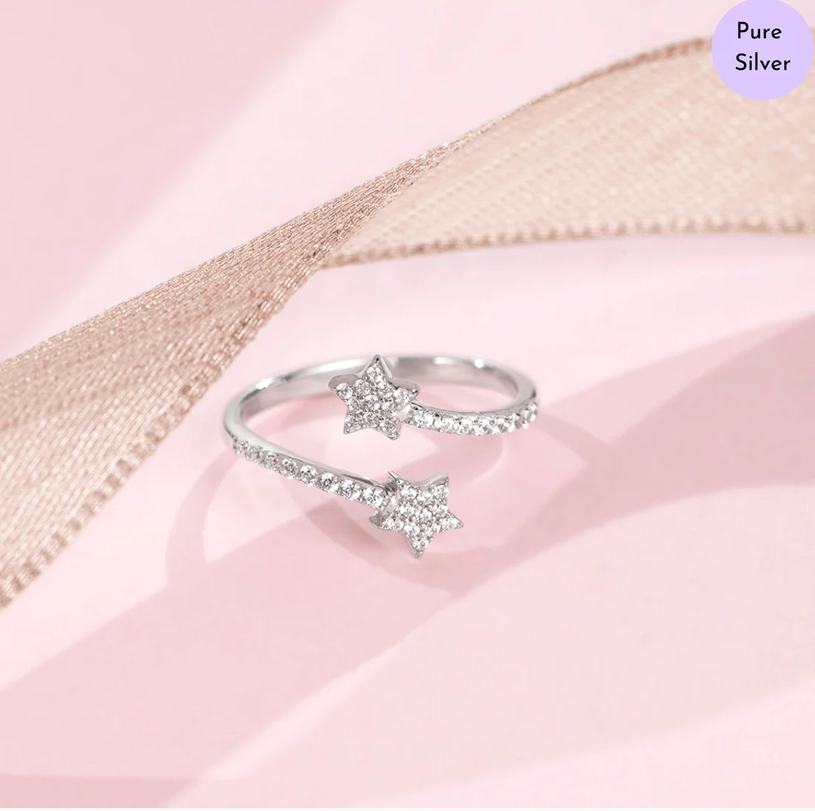 Stardust Whisper Rhodium Plated 925 Sterling Silver Ring