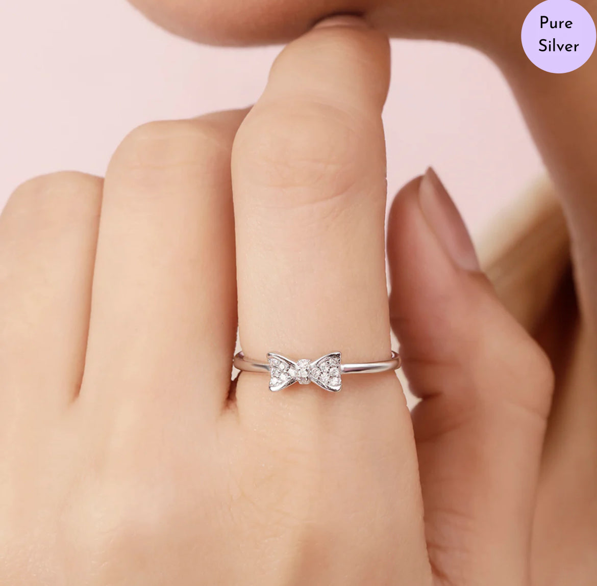 Glimmering Grace Rhodium Plated 925 Sterling Silver Ring