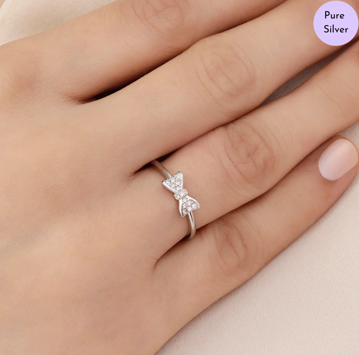 Glimmering Grace Rhodium Plated 925 Sterling Silver Ring