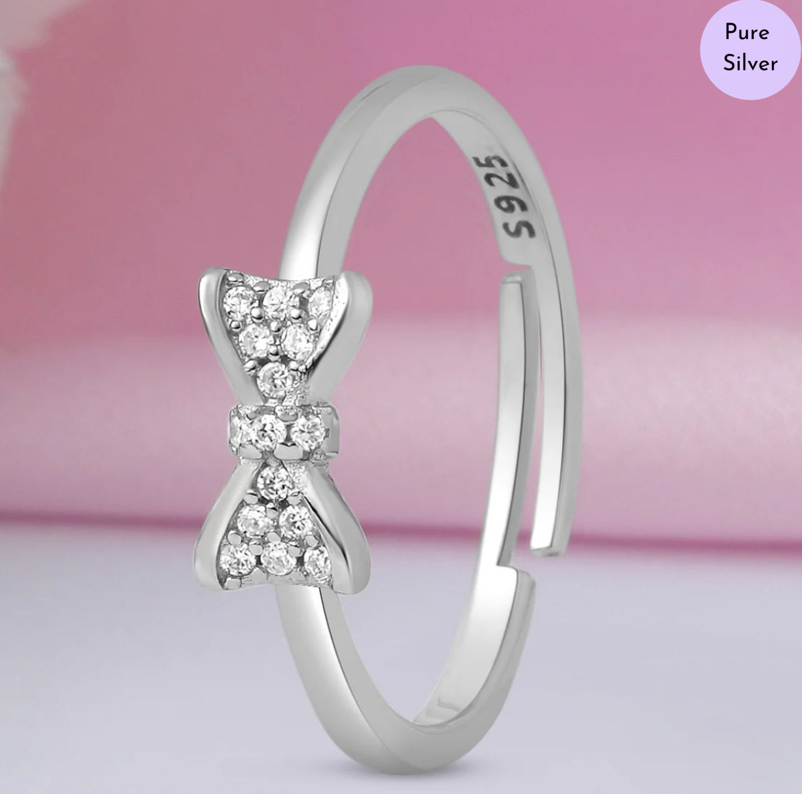 Glimmering Grace Rhodium Plated 925 Sterling Silver Ring