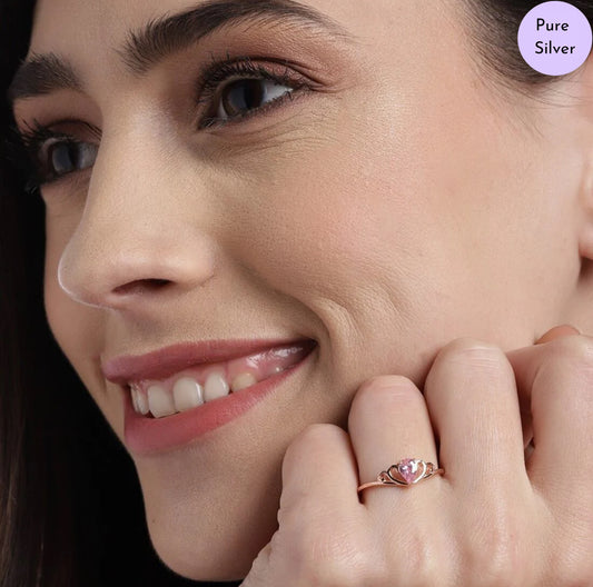 Crowned Grace 925 Silver Ring in Rose Gold (Adjustable)