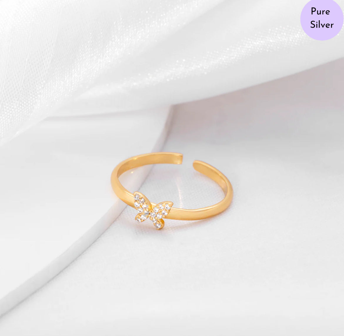 Dancing Dazzle Gold Plated 925 Sterling Silver Ring