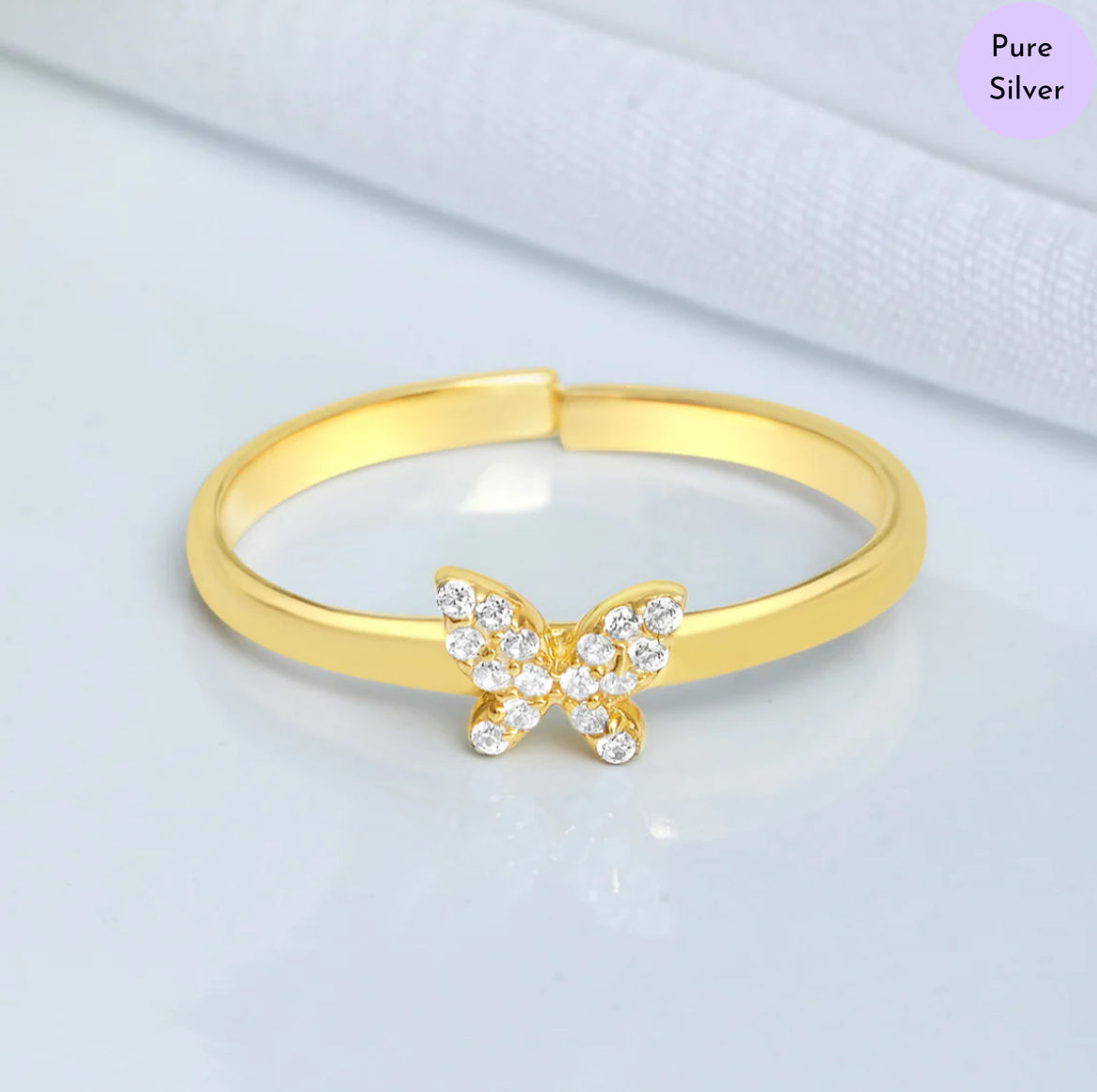 Dancing Dazzle Gold Plated 925 Sterling Silver Ring