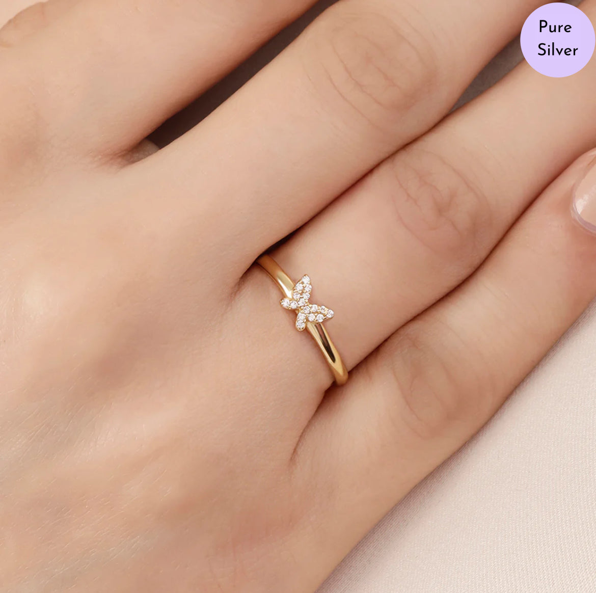 Dancing Dazzle Gold Plated 925 Sterling Silver Ring