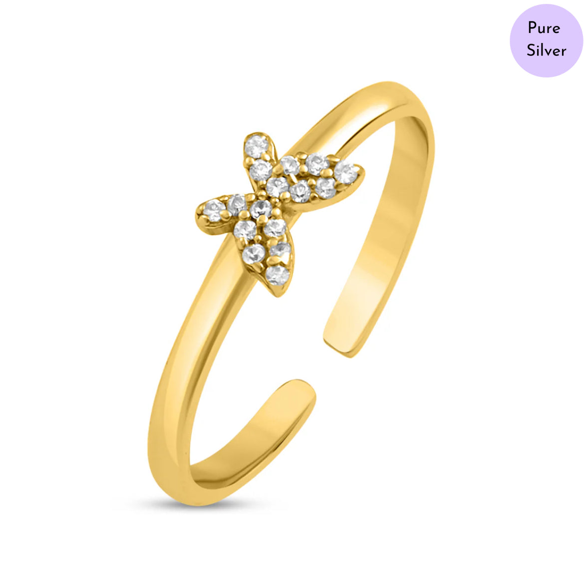 Dancing Dazzle Gold Plated 925 Sterling Silver Ring