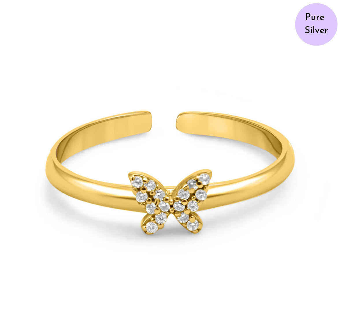 Dancing Dazzle Gold Plated 925 Sterling Silver Ring
