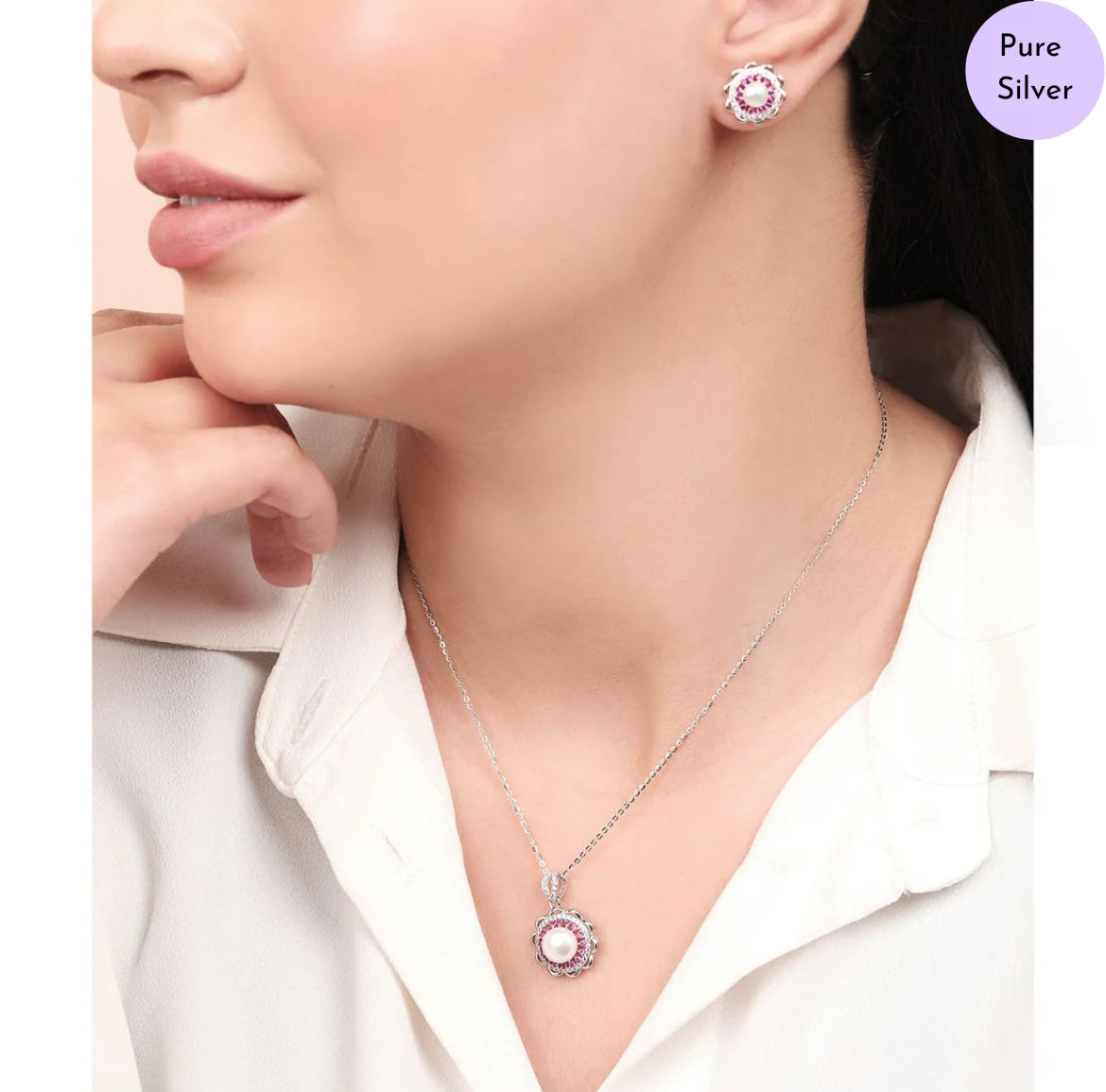 Royal Bloom Rhodium-Plated 925 Sterling Silver Jewelry Set