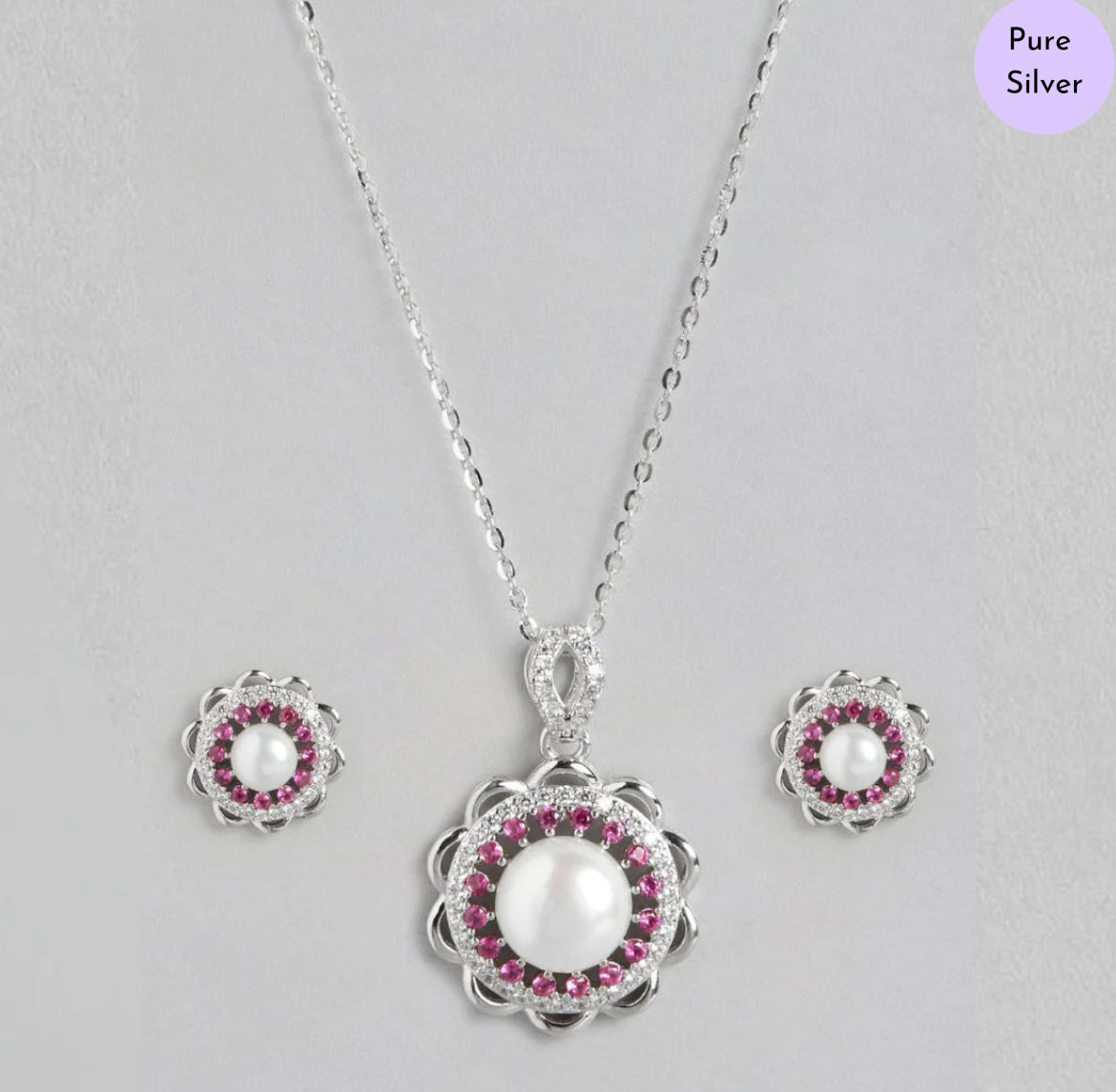 Royal Bloom Rhodium-Plated 925 Sterling Silver Jewelry Set
