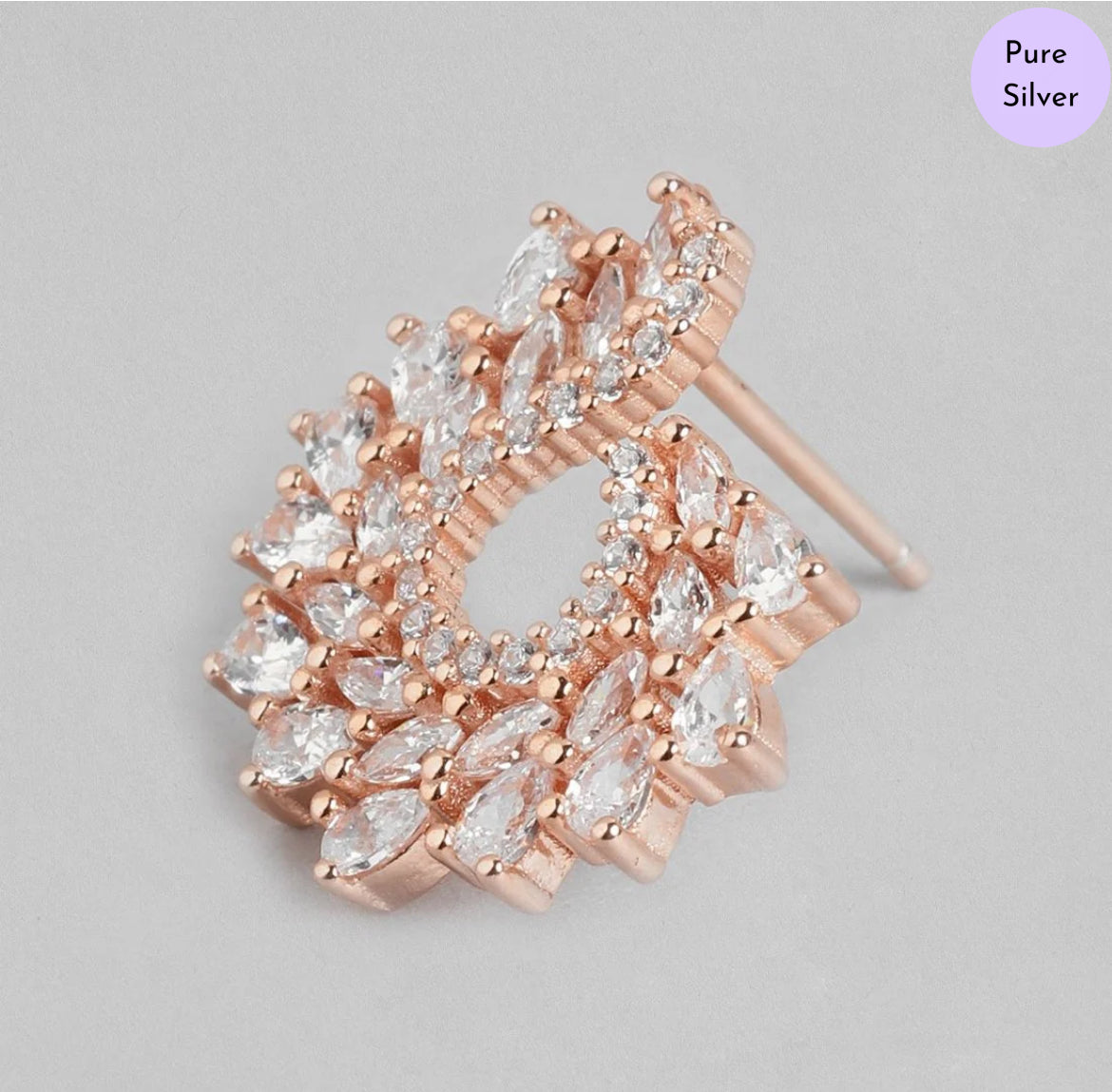 Amber Leaf Rose Gold-Plated 925 Sterling Silver Jewelry Set