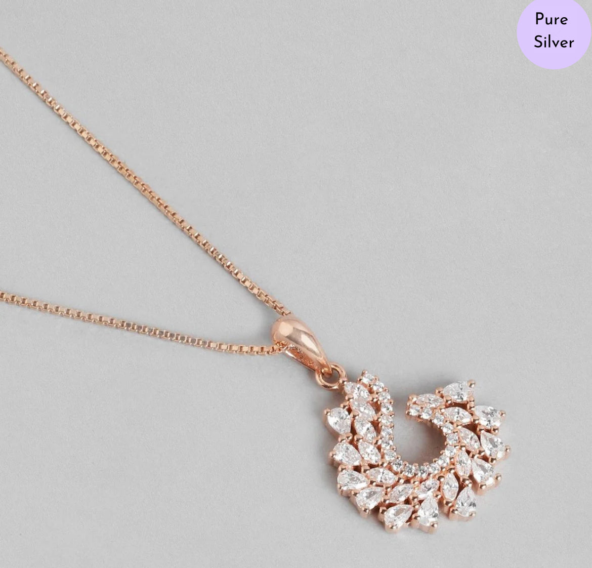 Amber Leaf Rose Gold-Plated 925 Sterling Silver Jewelry Set