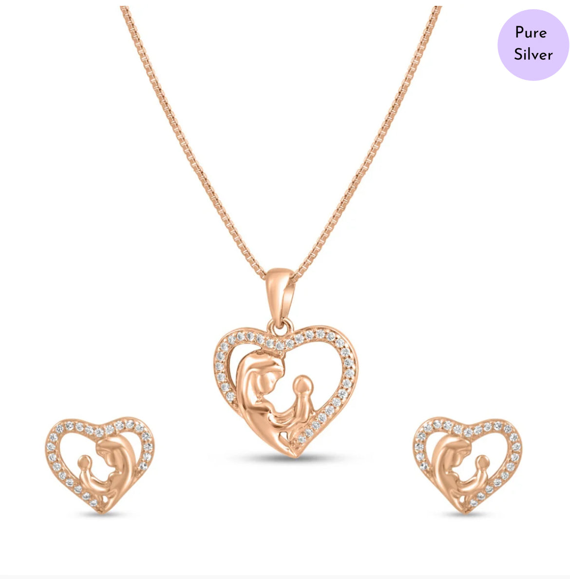 Blush Majesty Rose Gold Plated 925 Sterling Silver Jewelry Set