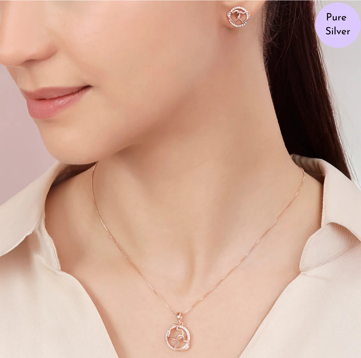 Aurora Crest Rose Gold Plated 925 Sterling Silver Jewelry Set
