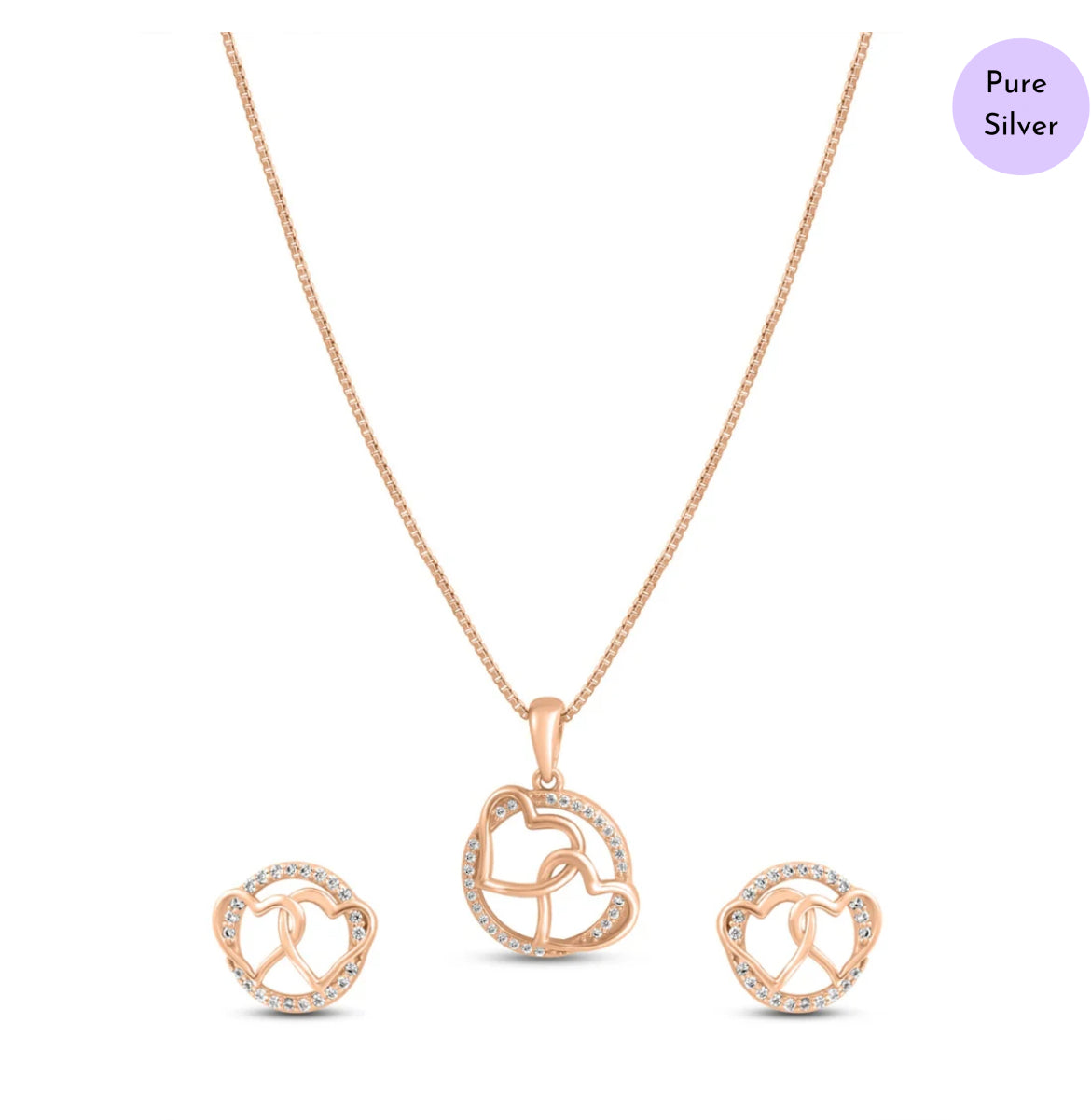 Aurora Crest Rose Gold Plated 925 Sterling Silver Jewelry Set
