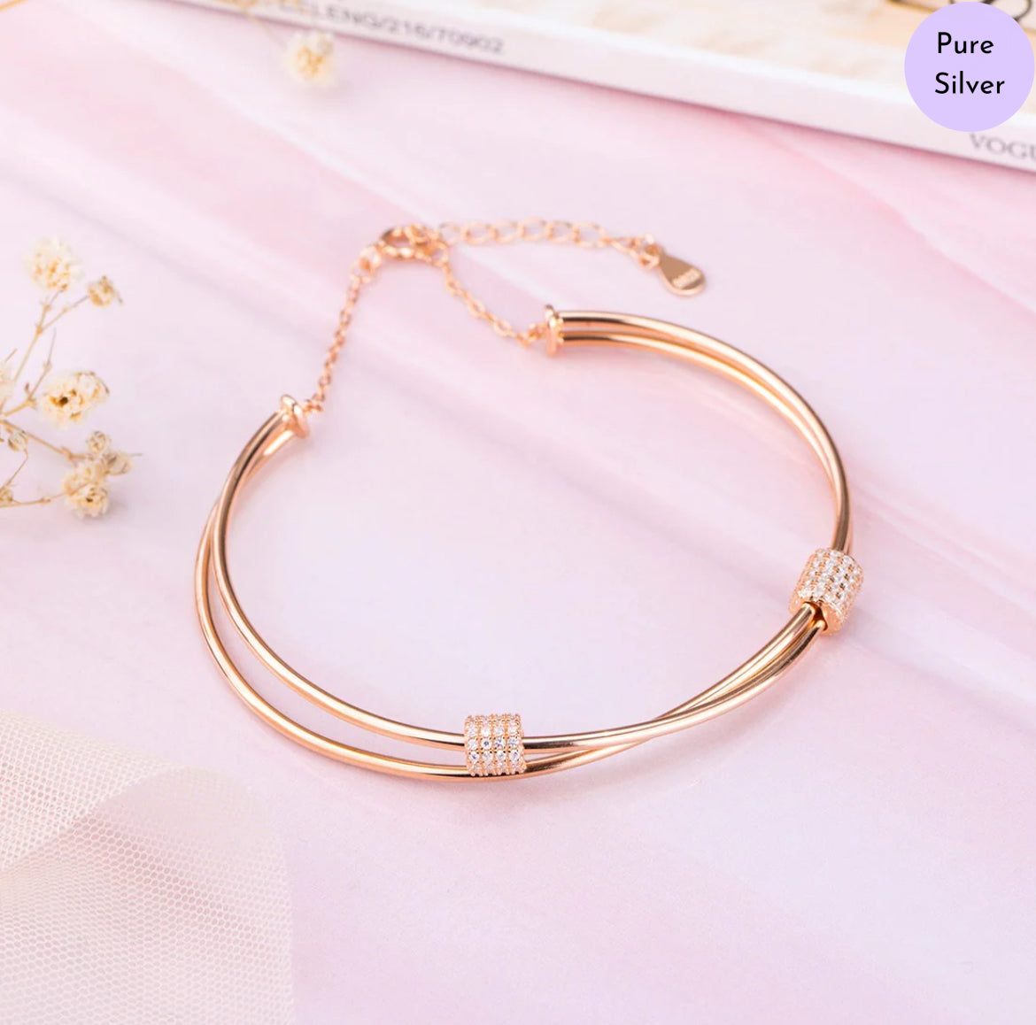 Blush Loop 925 Sterling Silver Bracelet with Cubic Zirconia