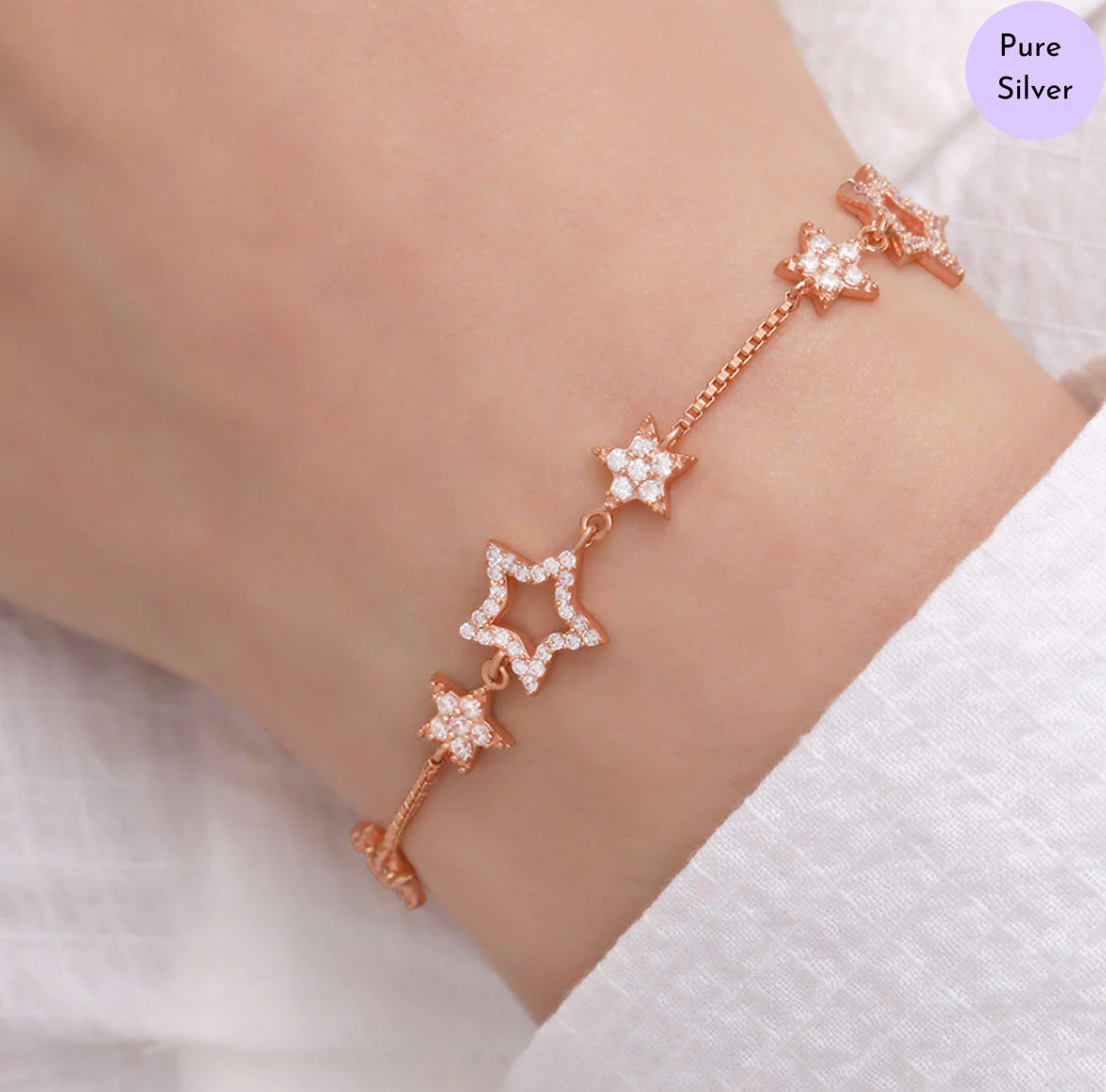 Twinkling Knot Rose Gold Plated 925 Sterling Silver Bracelet