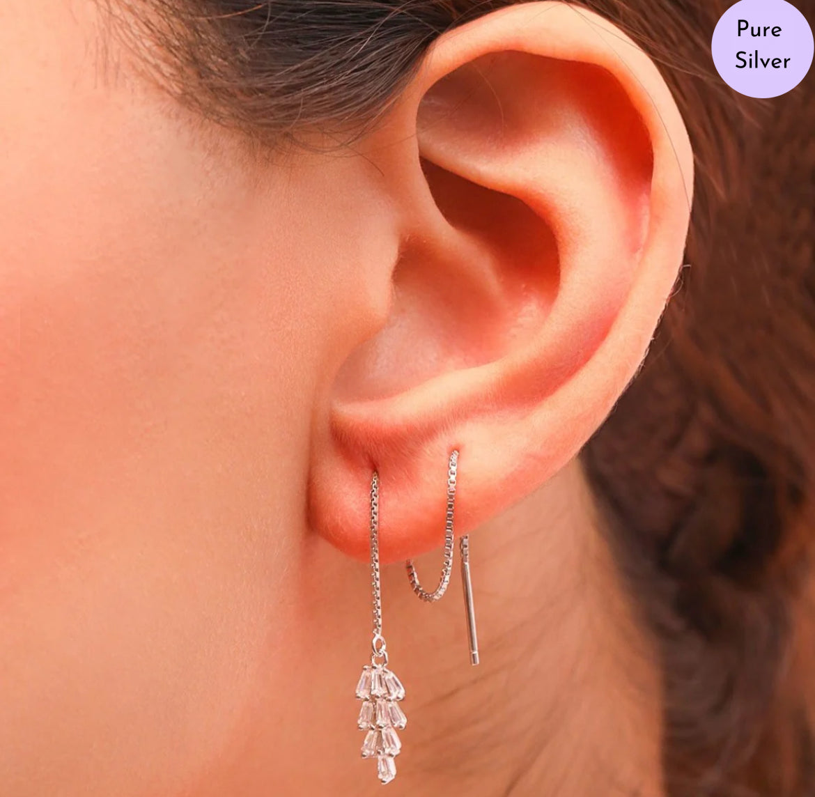 Hanging Charm 925 Silver Earrings
