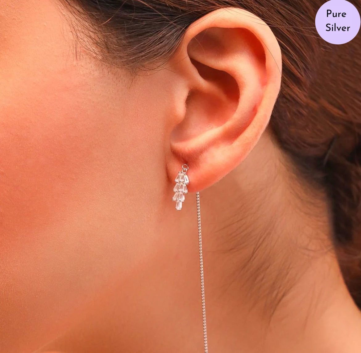 Hanging Charm 925 Silver Earrings