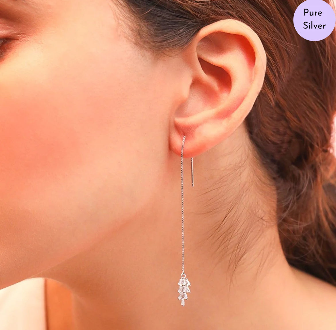 Hanging Charm 925 Silver Earrings