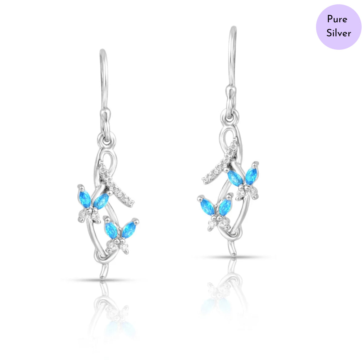 Sapphire Whisper Rhodium Plated 925 Sterling Silver Earrings