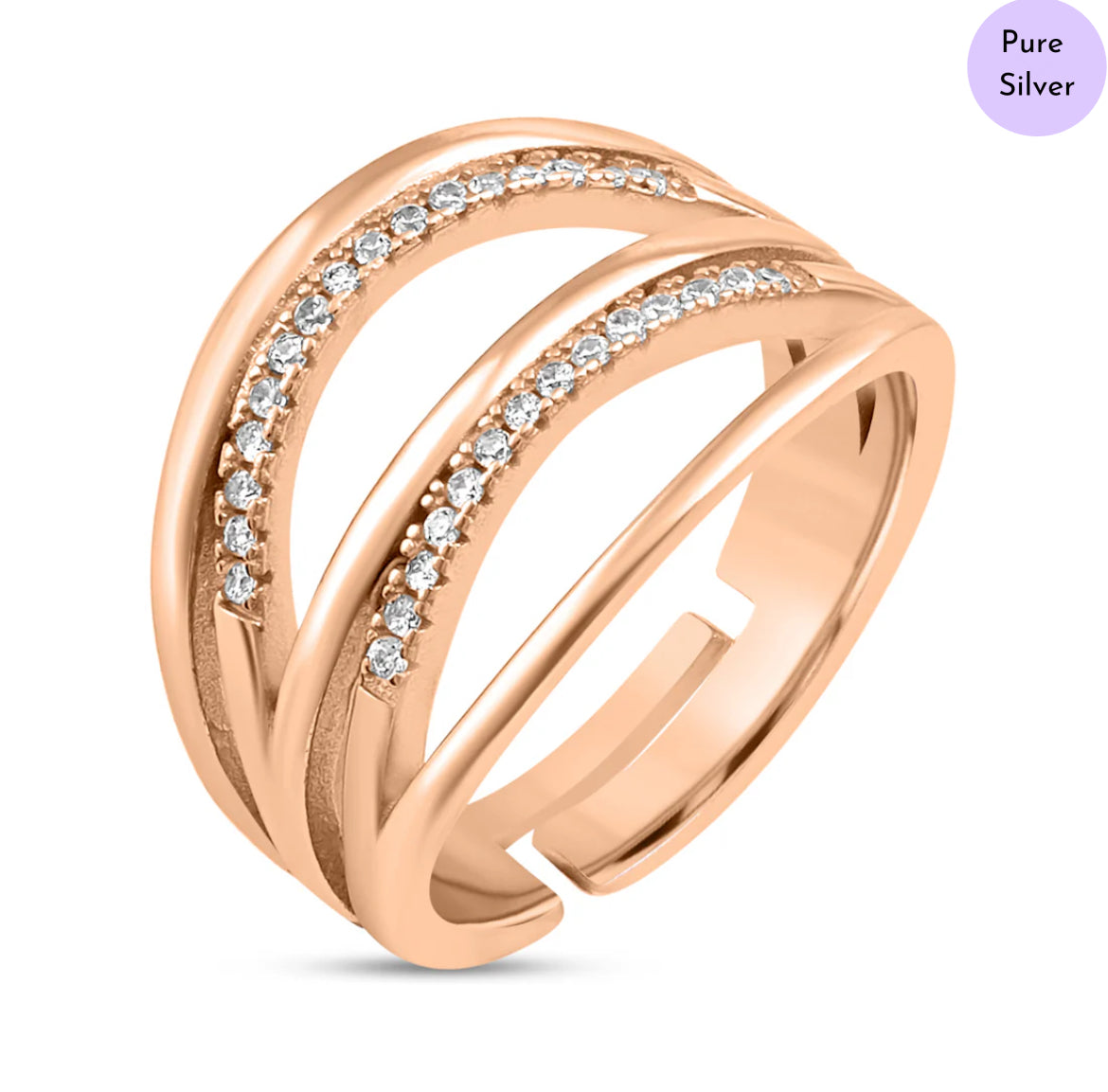Luxe Intertwine Rose Gold Plated 925 Sterling Silver Ring