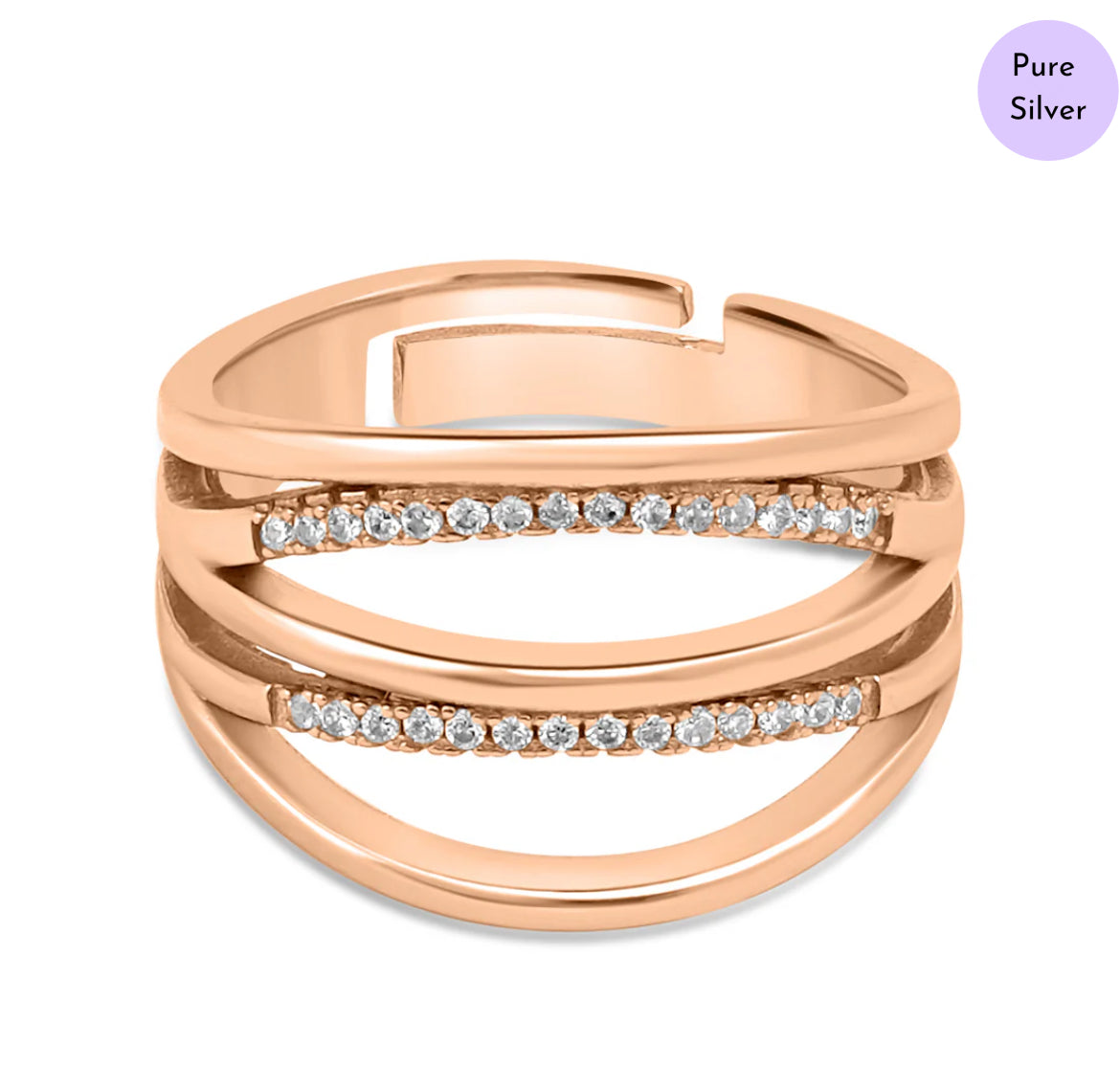 Luxe Intertwine Rose Gold Plated 925 Sterling Silver Ring