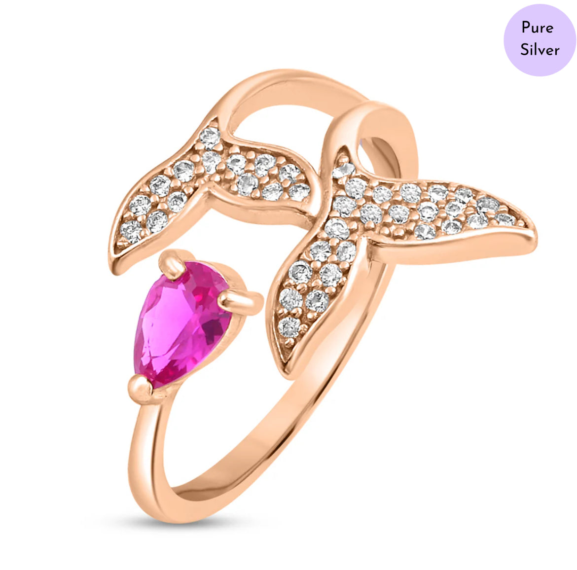 Frosted Leaf Rose Gold Plated 925 Sterling Silver