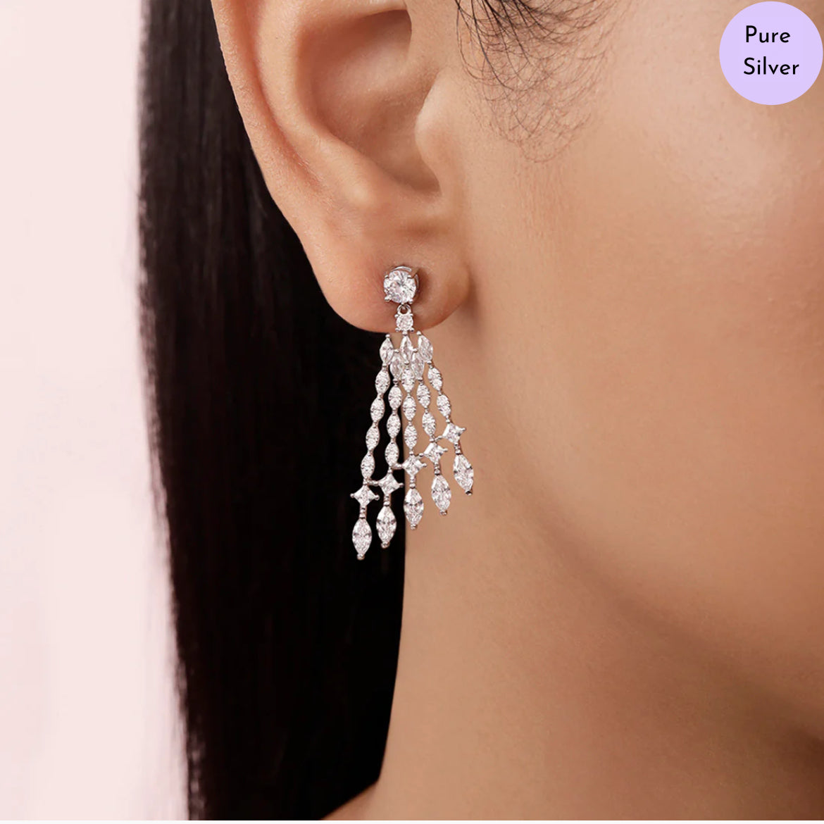 Gleaming Layers Rhodium Plated 925 Sterling Silver Earrings