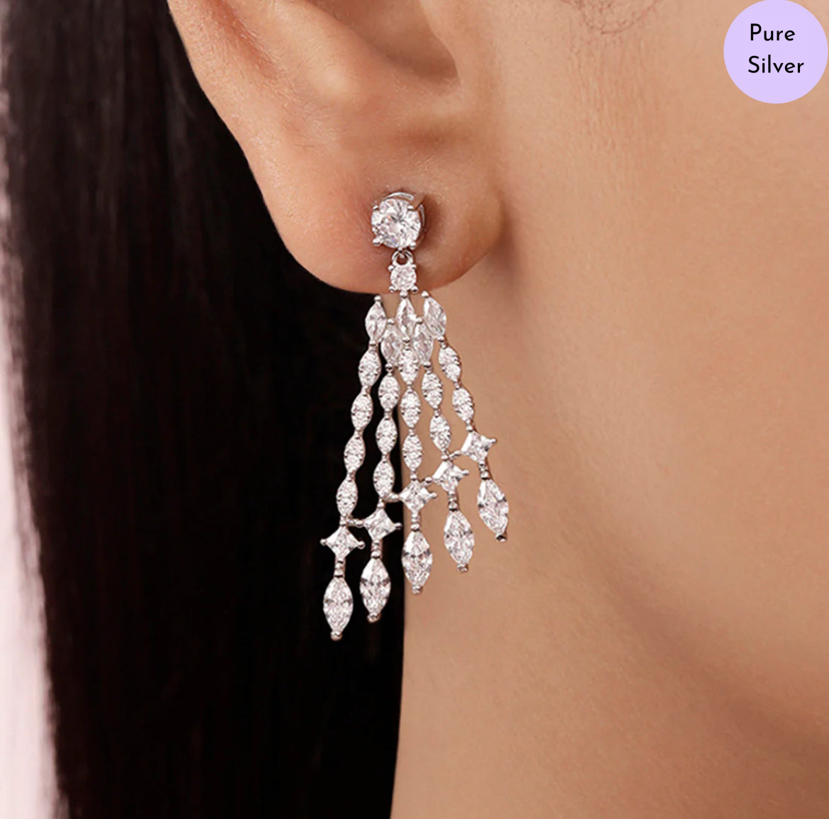 Gleaming Layers Rhodium Plated 925 Sterling Silver Earrings