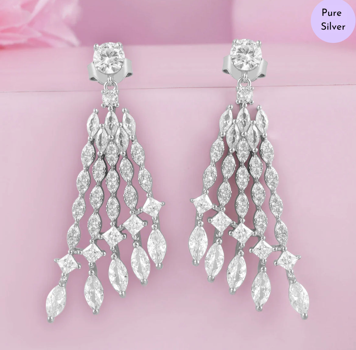 Gleaming Layers Rhodium Plated 925 Sterling Silver Earrings