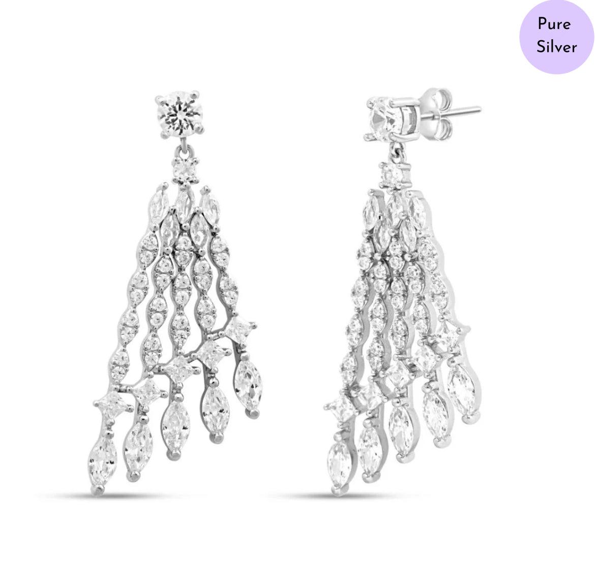 Gleaming Layers Rhodium Plated 925 Sterling Silver Earrings