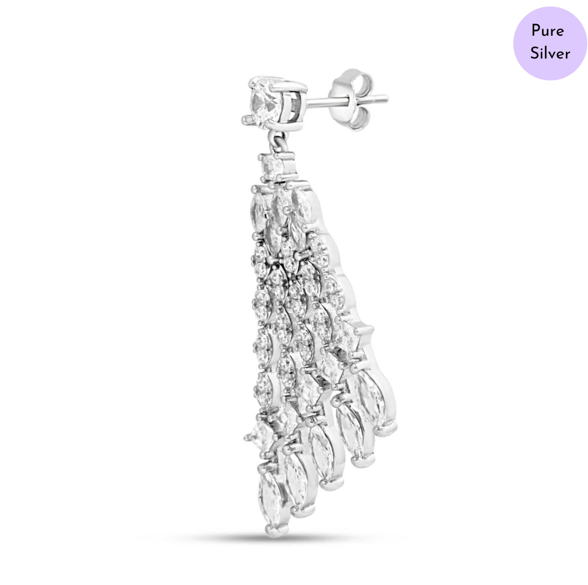 Gleaming Layers Rhodium Plated 925 Sterling Silver Earrings