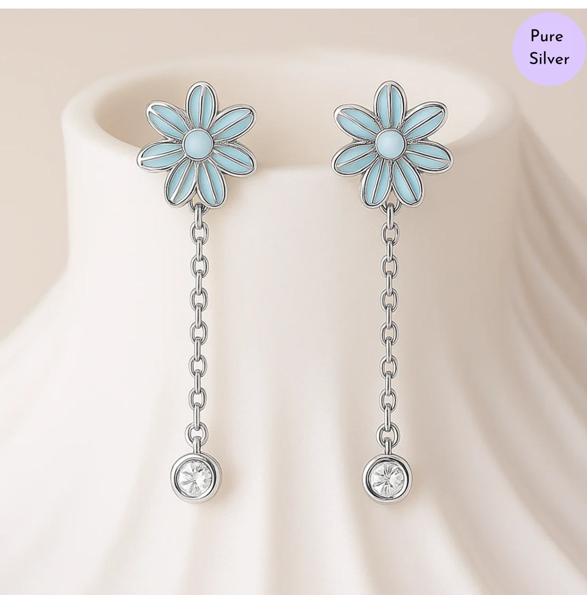 Floral Dusk  Rhodium Plated 925 Sterling Silver Earrings