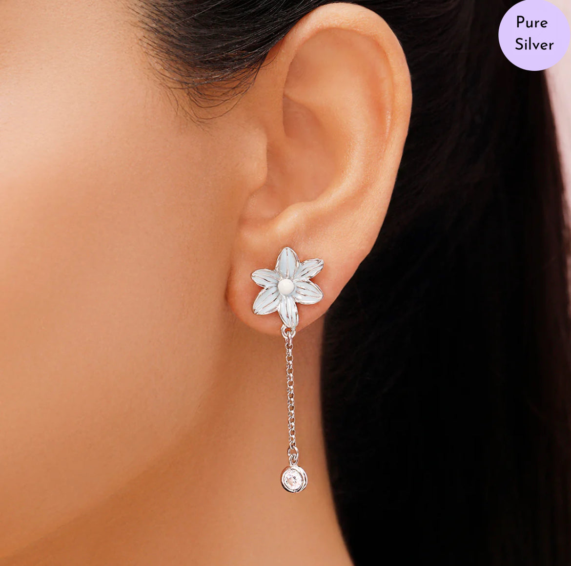 Floral Dusk  Rhodium Plated 925 Sterling Silver Earrings