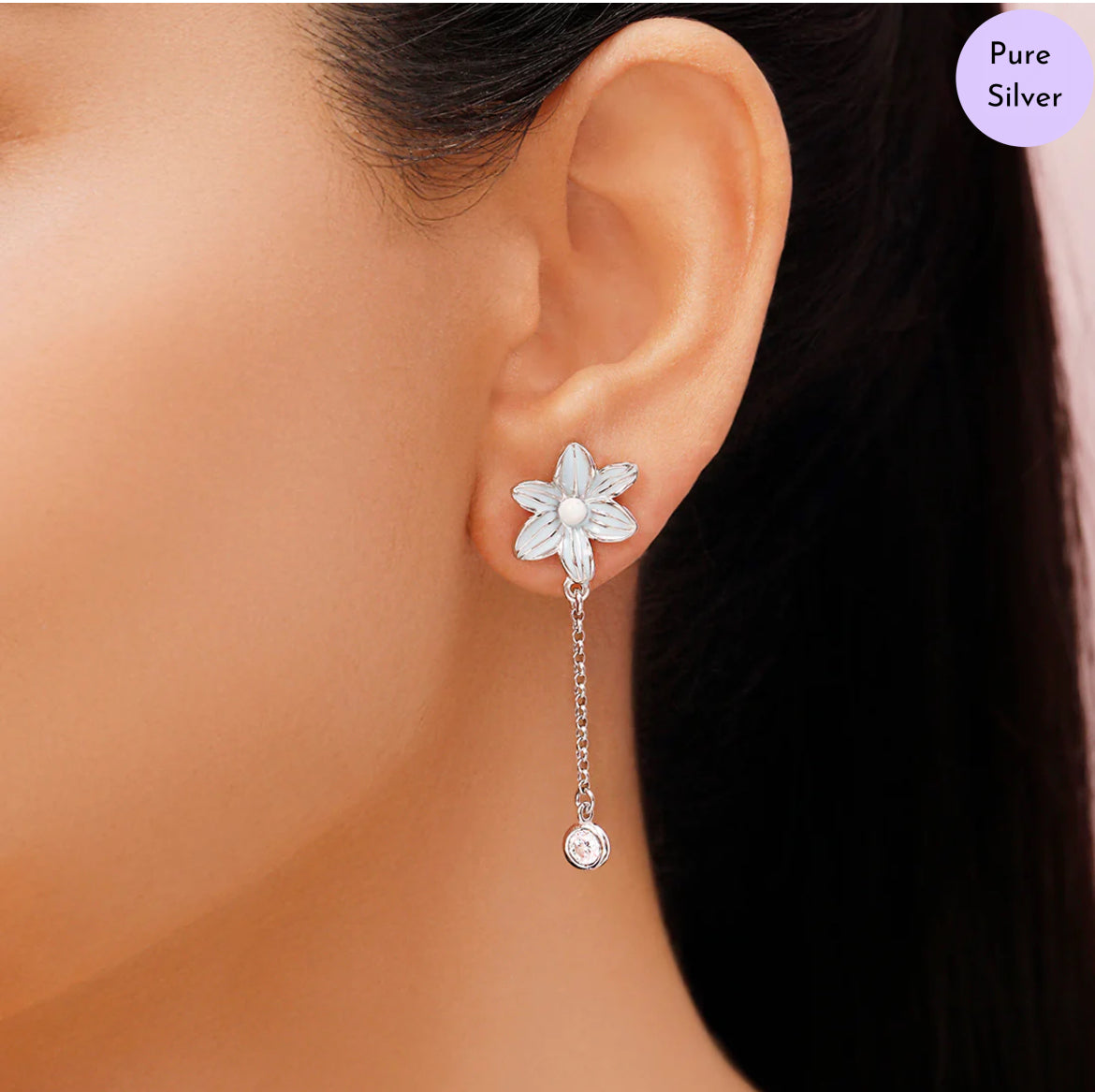 Floral Dusk  Rhodium Plated 925 Sterling Silver Earrings