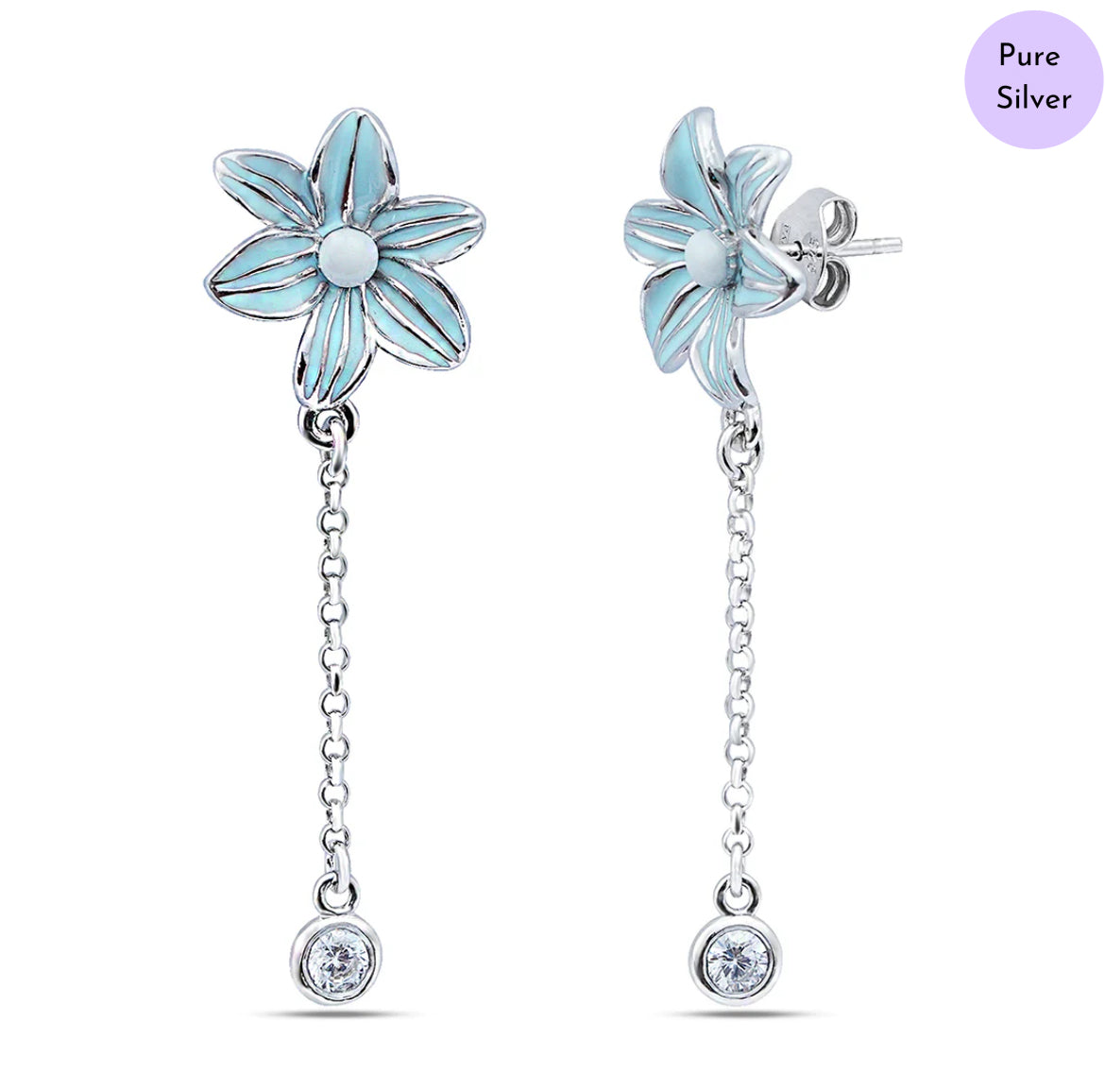 Floral Dusk  Rhodium Plated 925 Sterling Silver Earrings