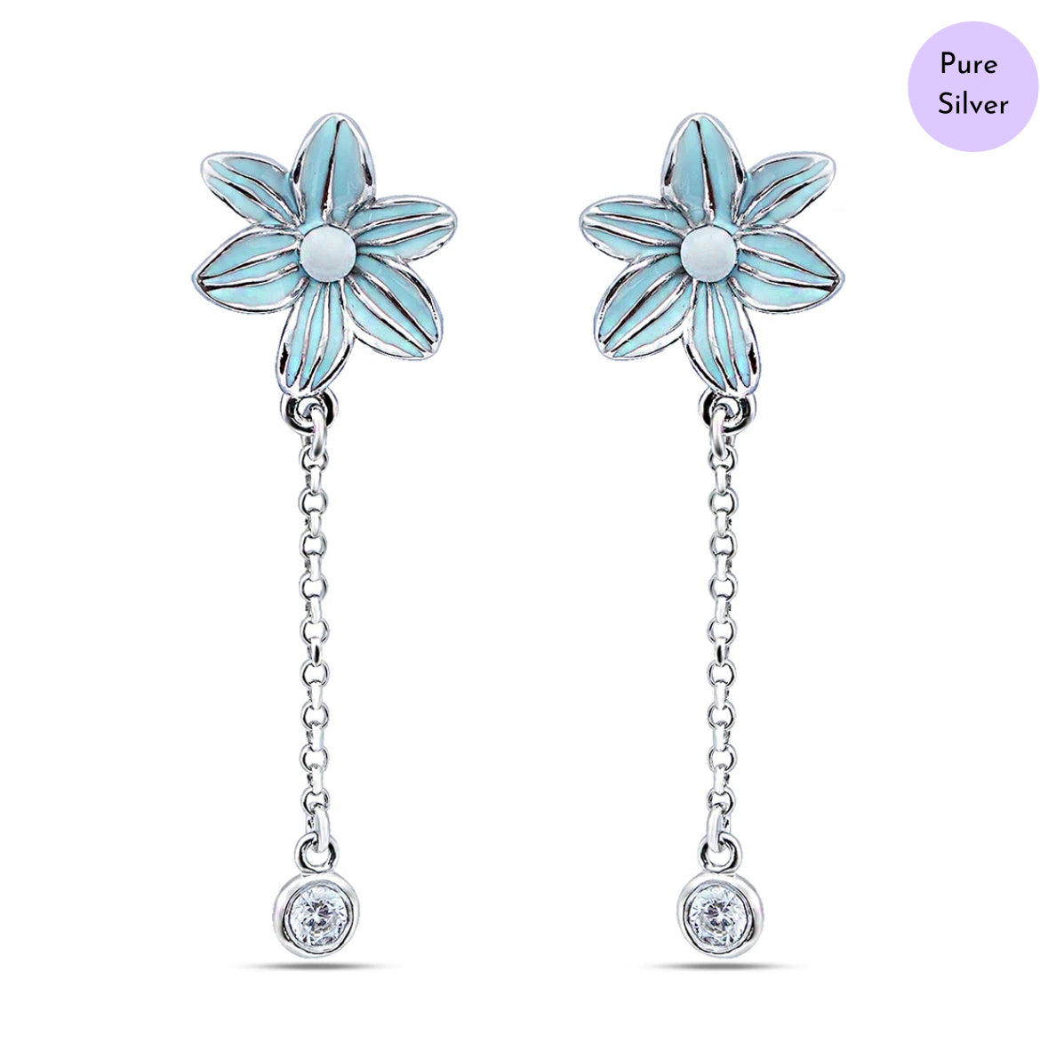 Floral Dusk  Rhodium Plated 925 Sterling Silver Earrings