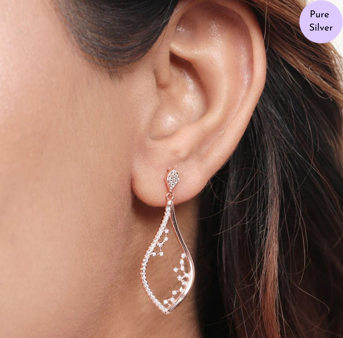 Vintage Aura Rose Gold Plated 925 Sterling Silver Stud Earrings