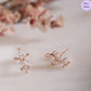 Crystal Leaflet 925 Silver Earrings In Rose Gold