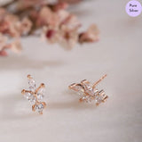 Crystal Leaflet 925 Silver Earrings In Rose Gold