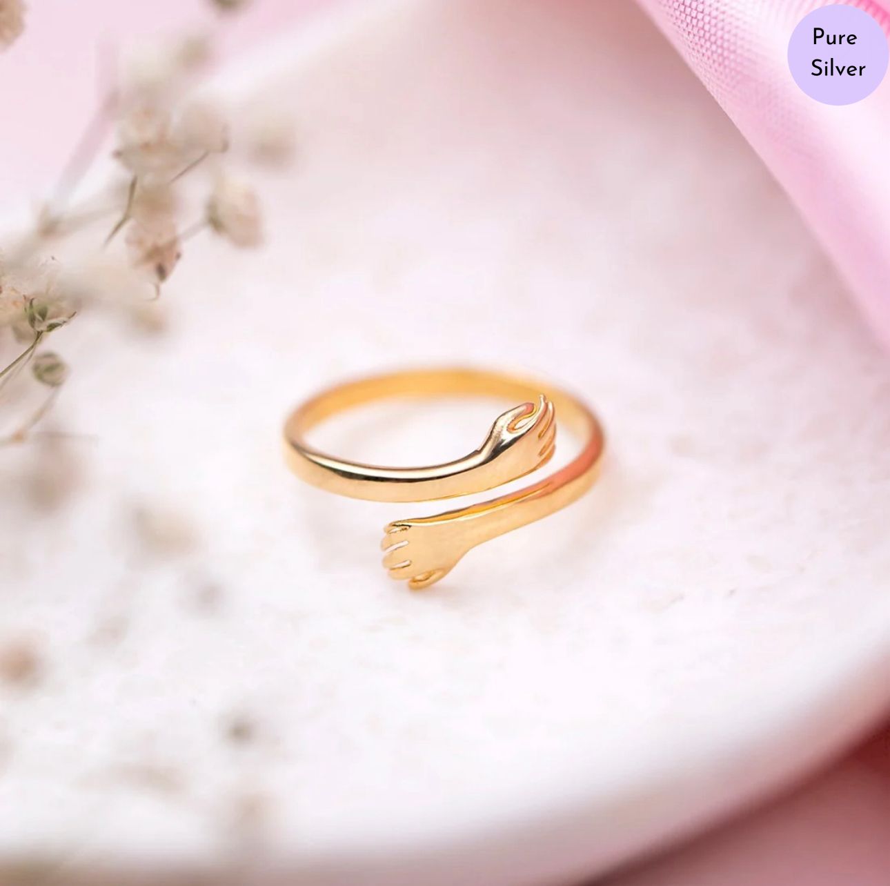Everlasting Hug Gold Plated 925 Sterling Silver Hug Ring