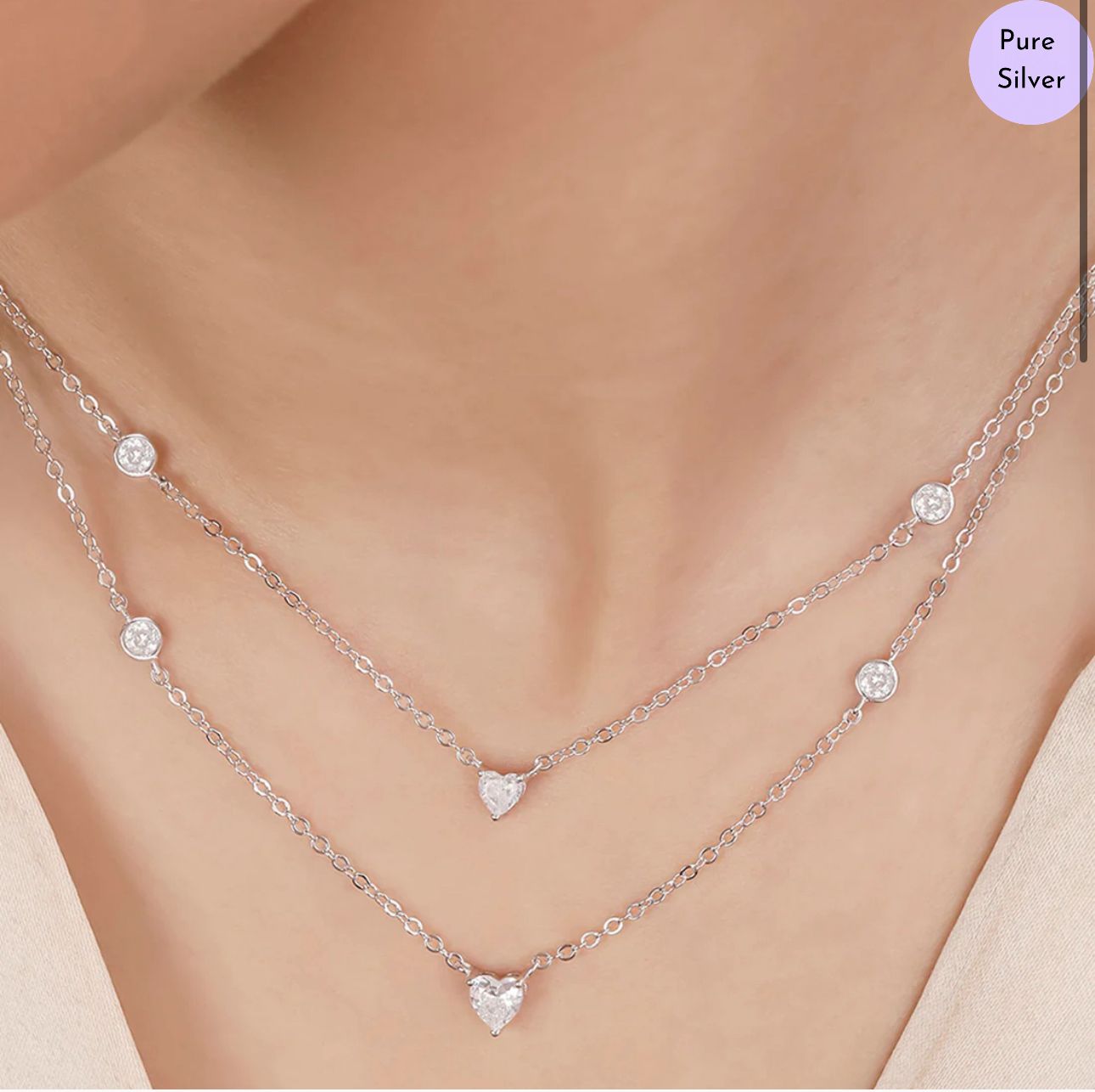 Heart Essence Rhodium Plated 925 Sterling Silver Necklace