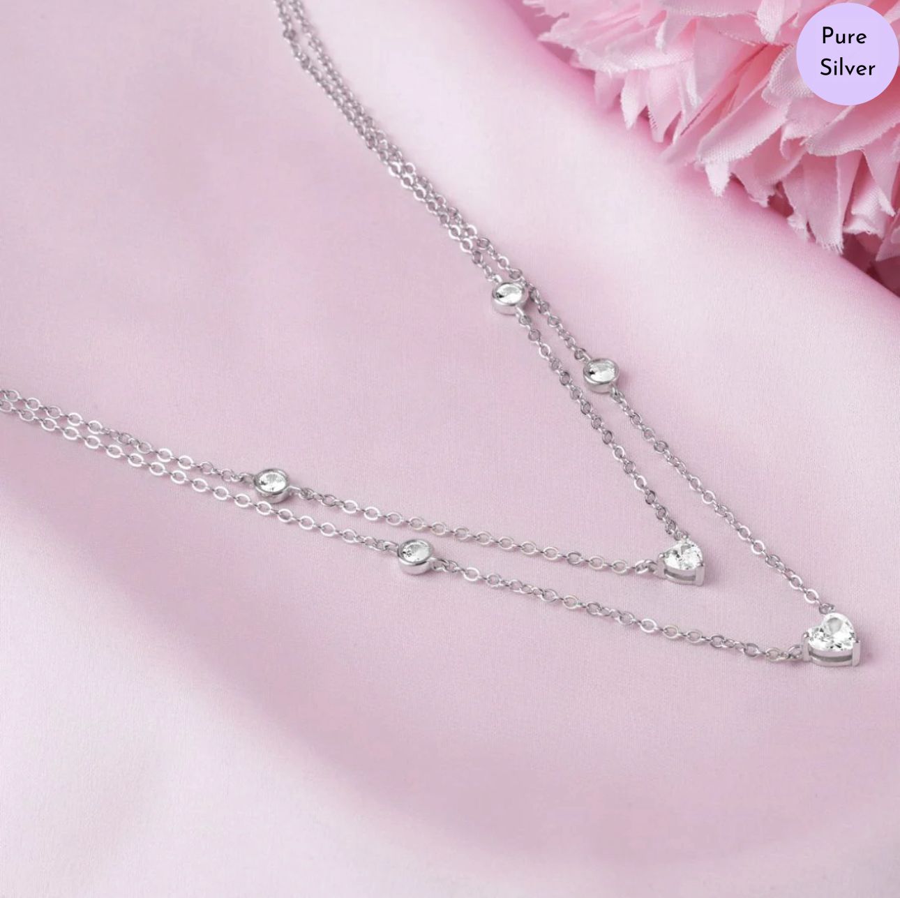 Heart Essence Rhodium Plated 925 Sterling Silver Necklace
