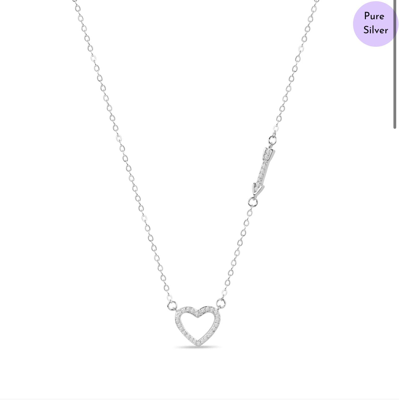 Myra Heart Rhodium Plated 925 Sterling Silver Charm Necklace
