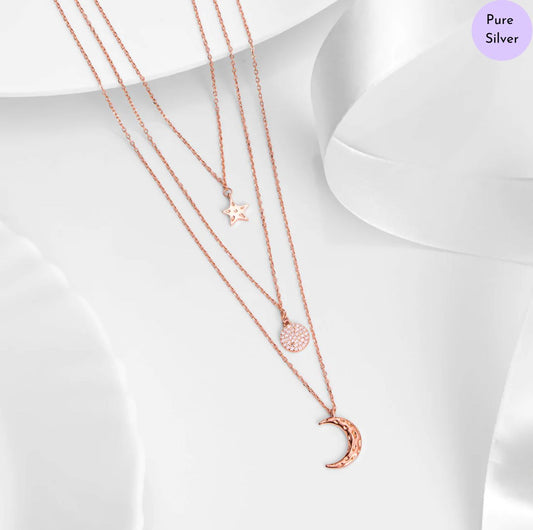 Luminous Layer  Rose Gold Plated 925 Sterling Silver Necklace