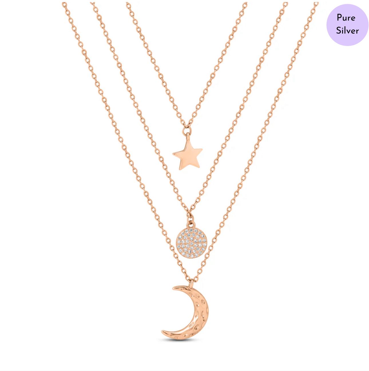 Luminous Layer  Rose Gold Plated 925 Sterling Silver Necklace