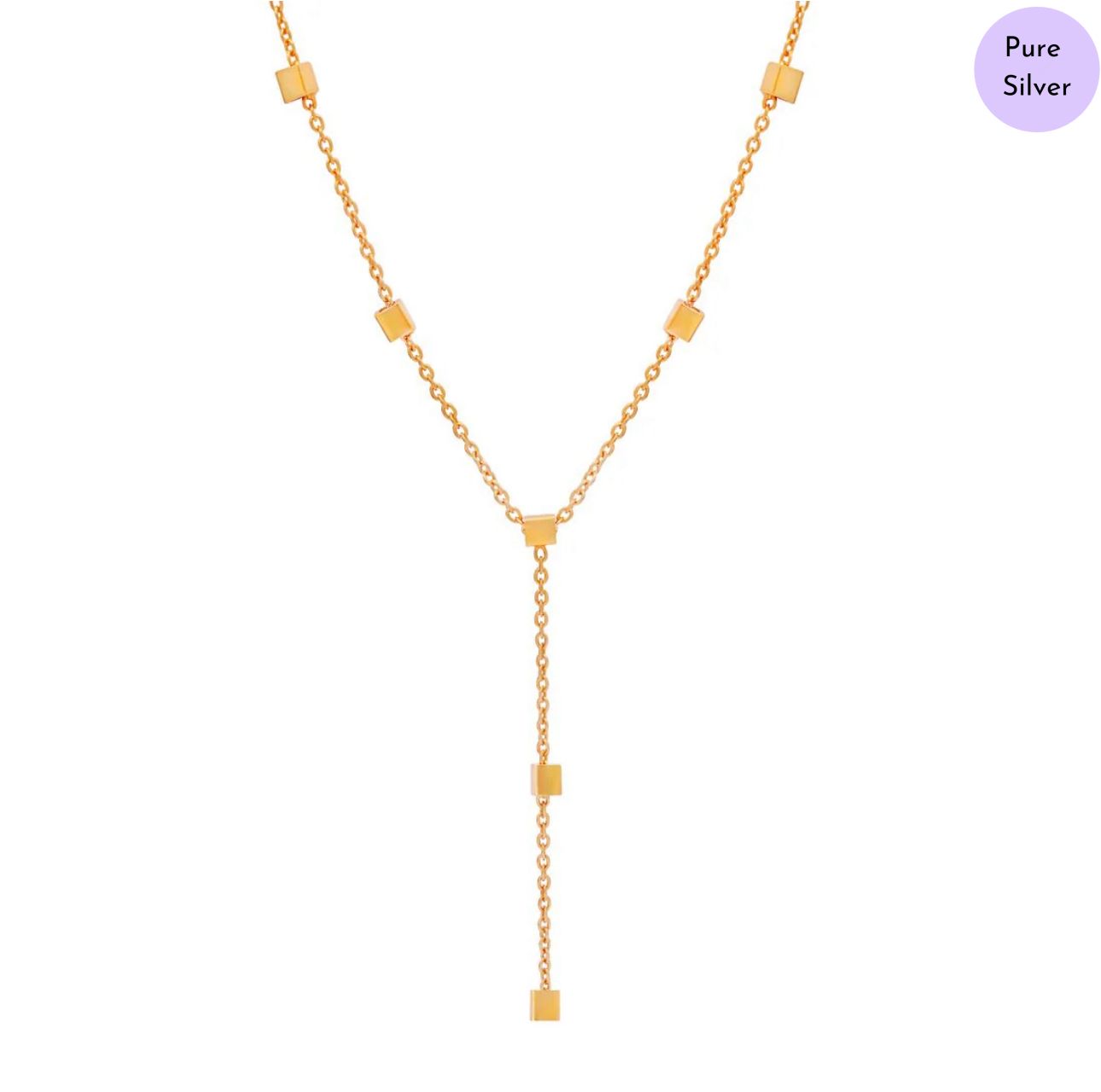 Refined Square  Gold-Plated 925 Sterling Silver Necklace
