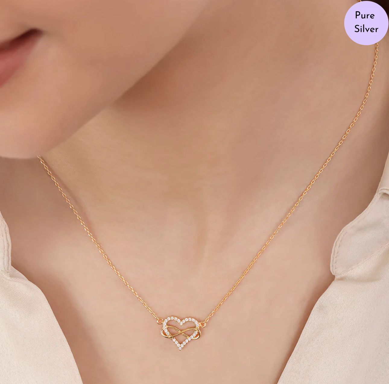 Heart Loop Gold Plated 925 Sterling Silver Necklace