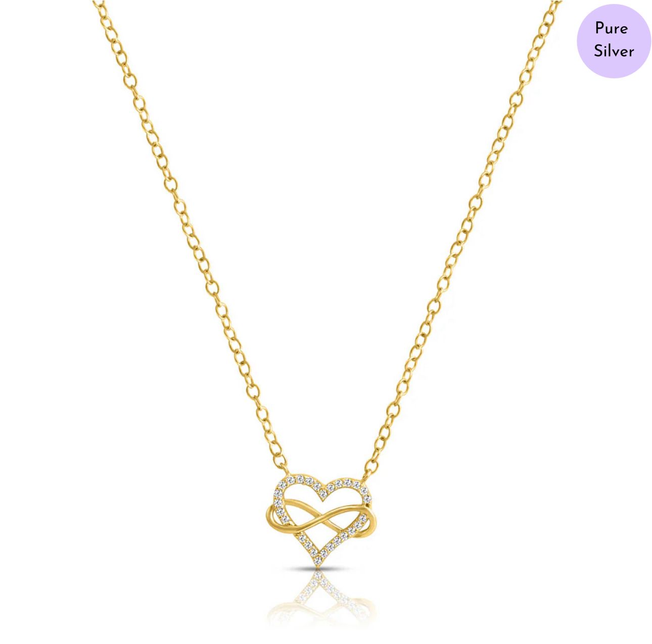 Heart Loop Gold Plated 925 Sterling Silver Necklace